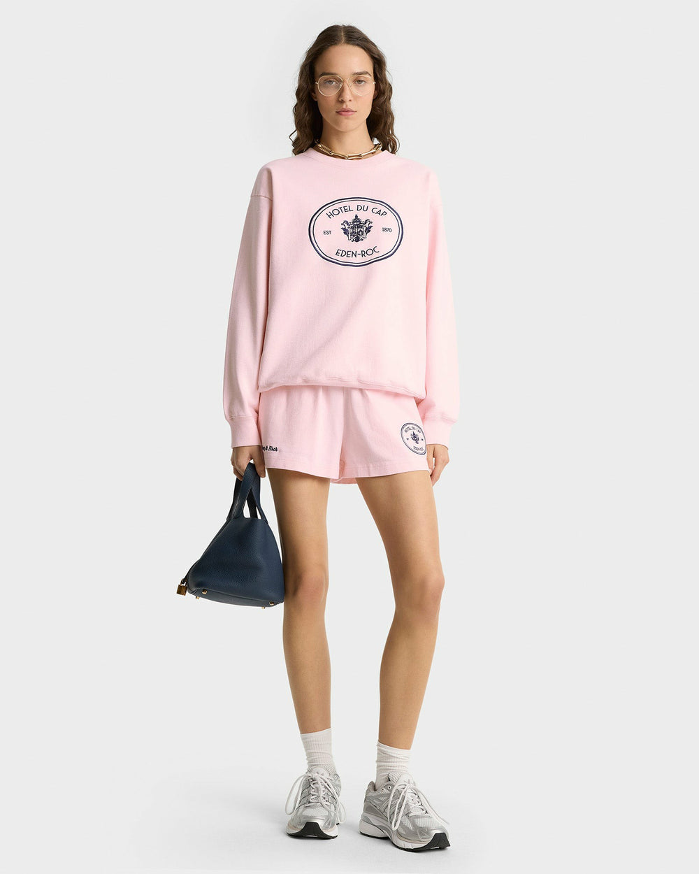 Eden Crest Crewneck - Pink Dolphin/Navy Sporty & Rich Outlet