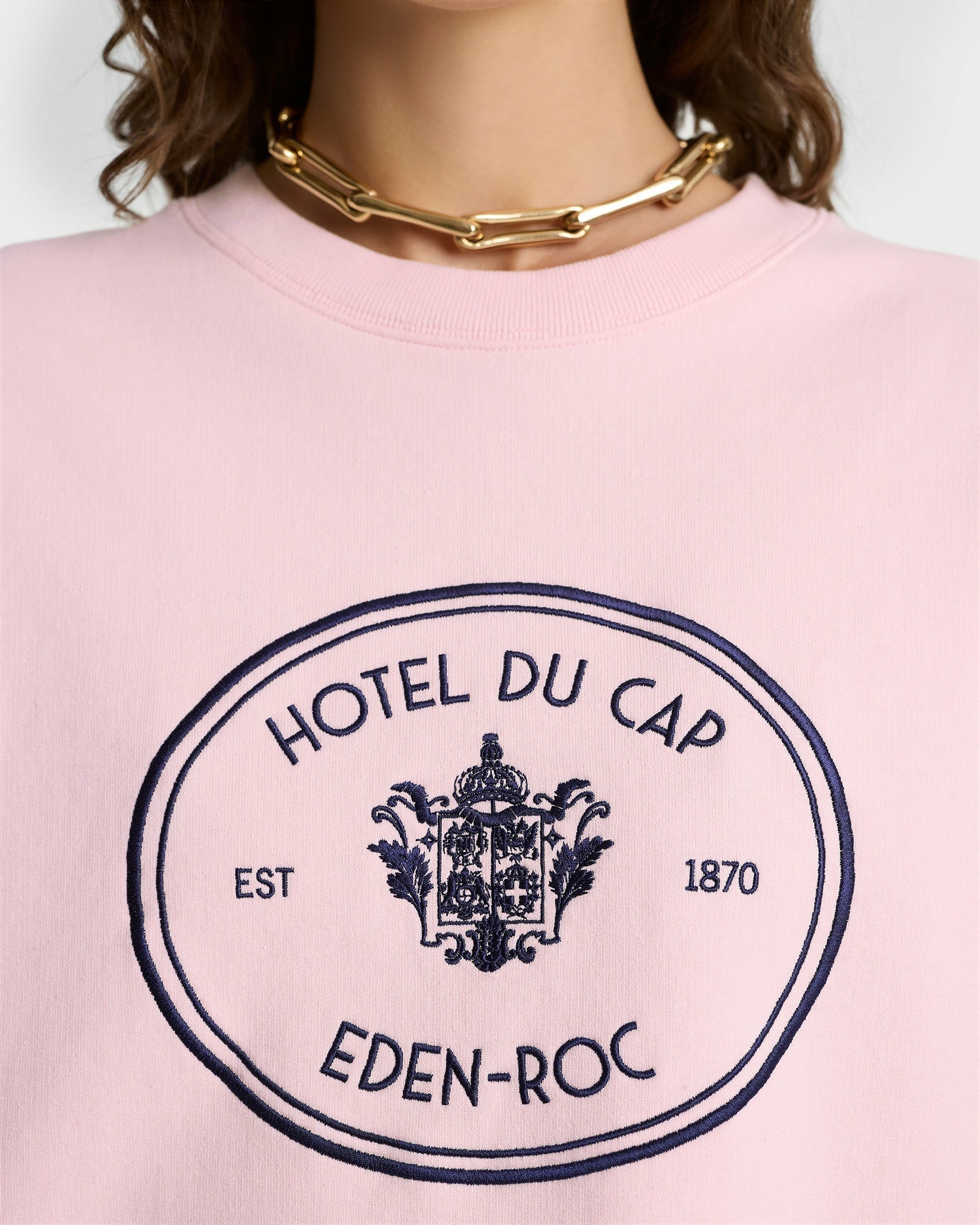 Eden Crest Crewneck - Pink Dolphin/Navy Sporty & Rich Outlet