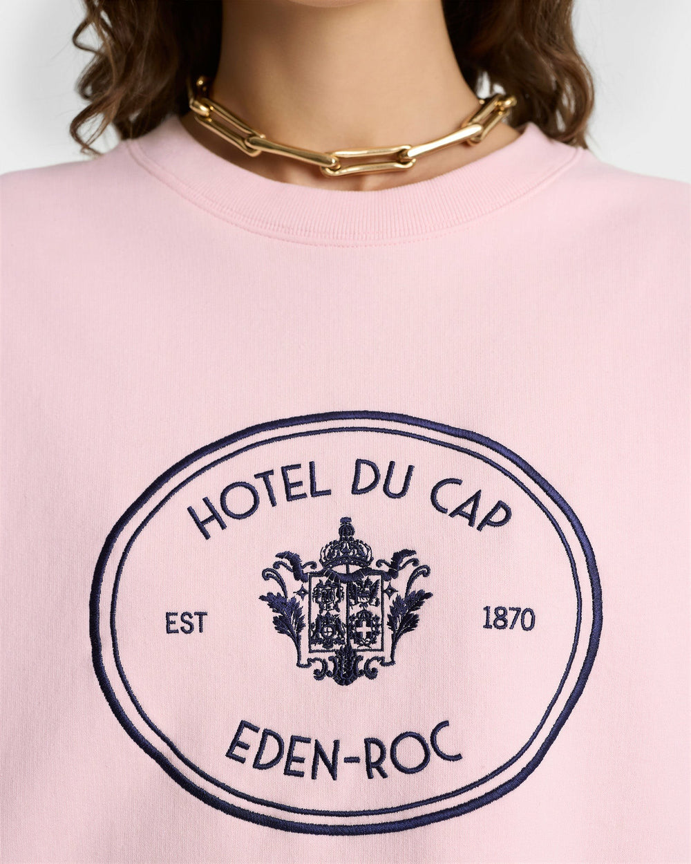 Eden Crest Crewneck - Pink Dolphin/Navy Sporty & Rich Outlet