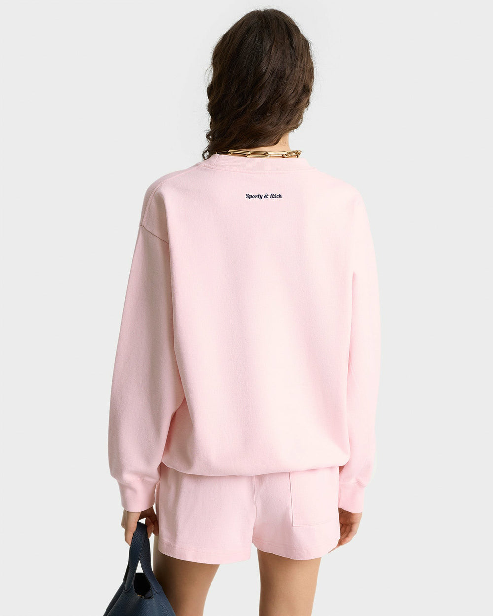 Eden Crest Crewneck - Pink Dolphin/Navy Sporty & Rich Outlet