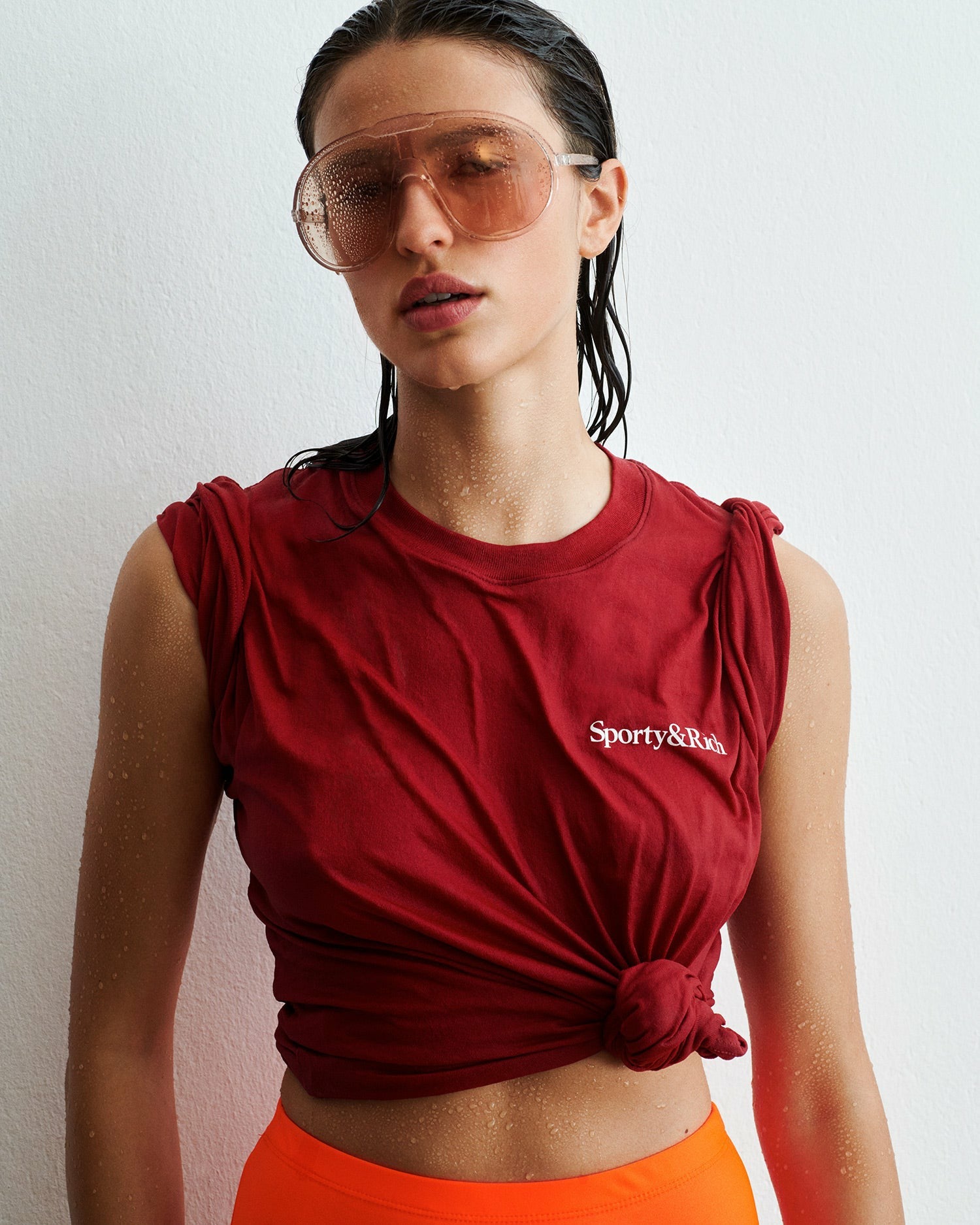 Health Is Wealth Tshirt - Faded Merlot/White Sporty & Rich Outlet