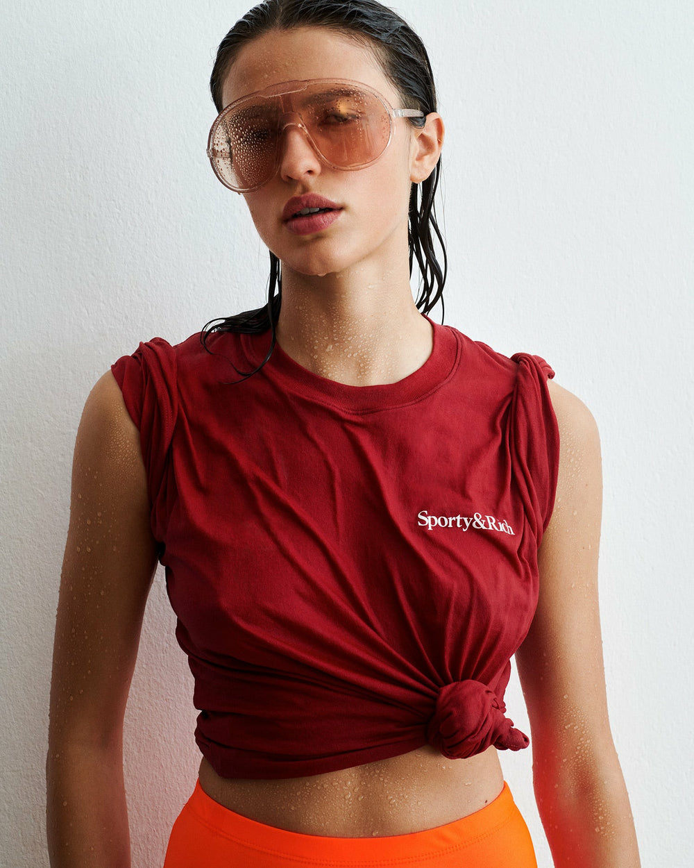 Health Is Wealth Tshirt - Faded Merlot/White Sporty & Rich Outlet