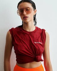 Health Is Wealth Tshirt - Faded Merlot/White Sporty & Rich Outlet