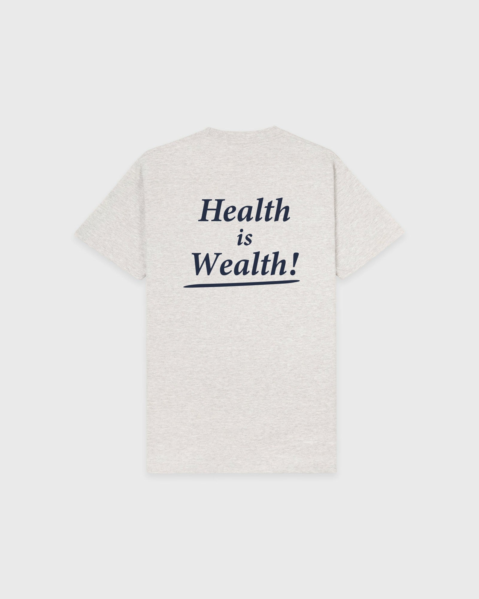 Health Is Wealth T-Shirt - Heather Gray/Navy Sporty & Rich US