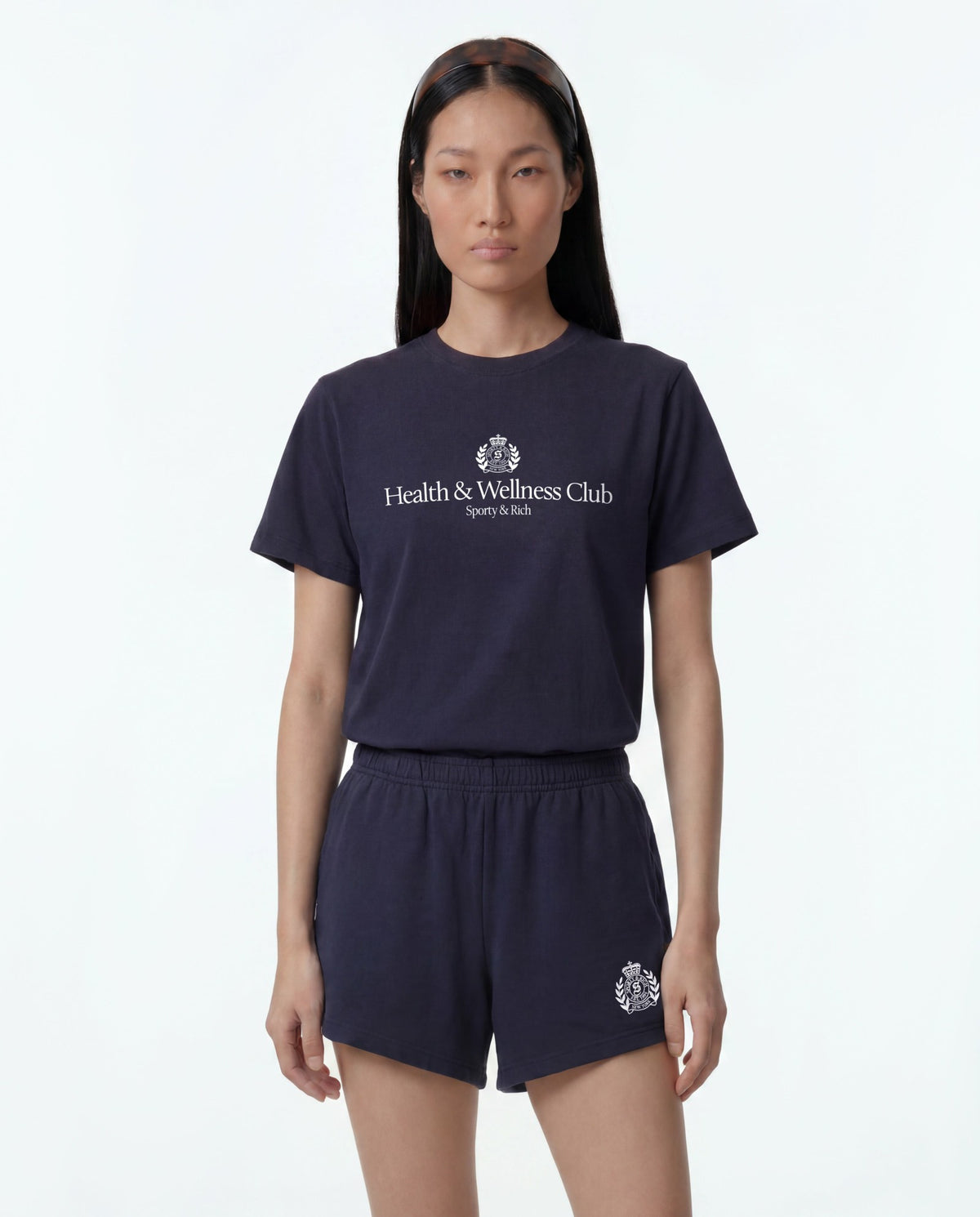 H&W Crest T-Shirt - Dark Navy Sporty & Rich Discount