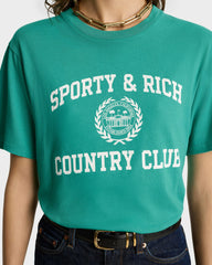 Varsity Crest Soft T-Shirt - Spring Green/White Sporty & Rich Outlet