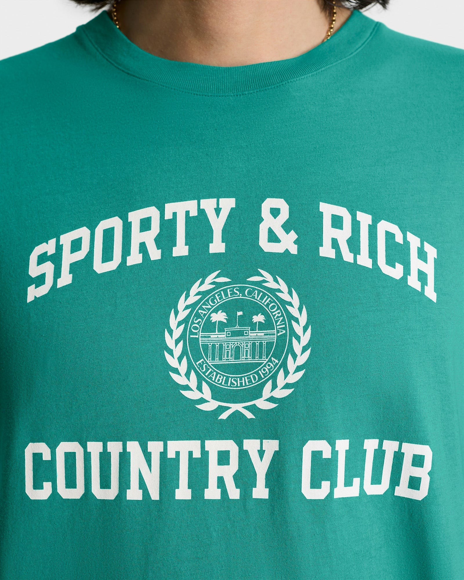 Varsity Crest Soft T-Shirt - Spring Green/White Sporty & Rich Outlet