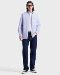 SRC Oversized Oxford Shirt Men - Navy Stripe Sporty & Rich Online