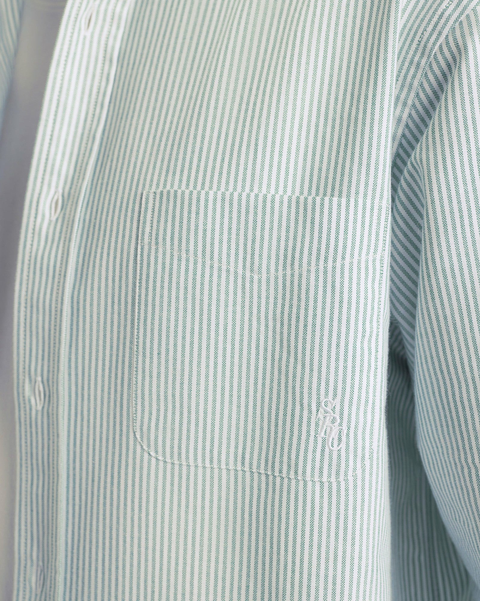 SRC Oversized Oxford Shirt Men - Forest striped Sporty & Rich Discount