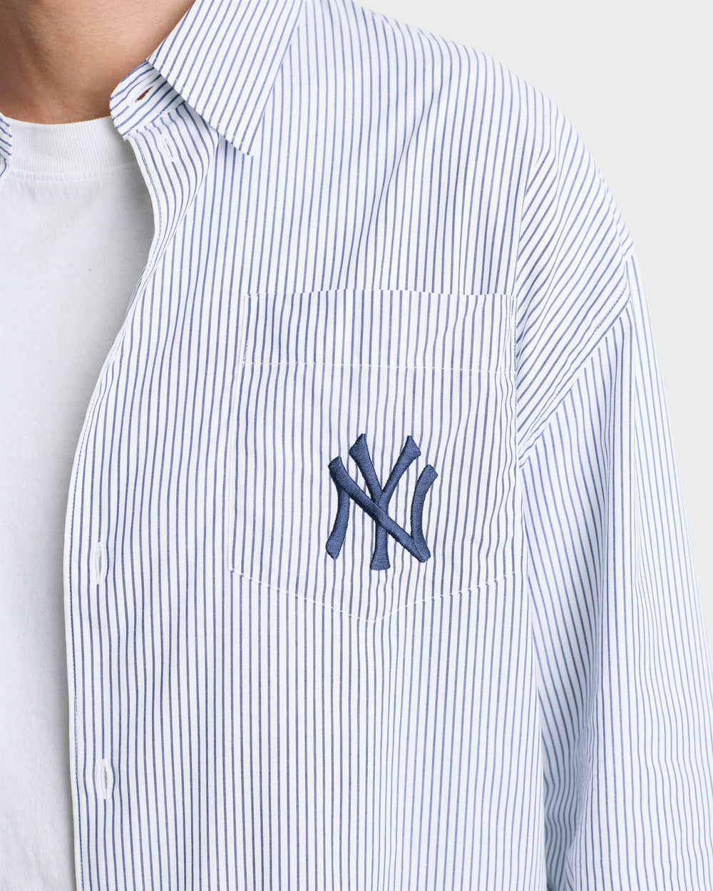 Yankees Serif Oversized Shirt - Navy Striped Sporty & Rich For Sale