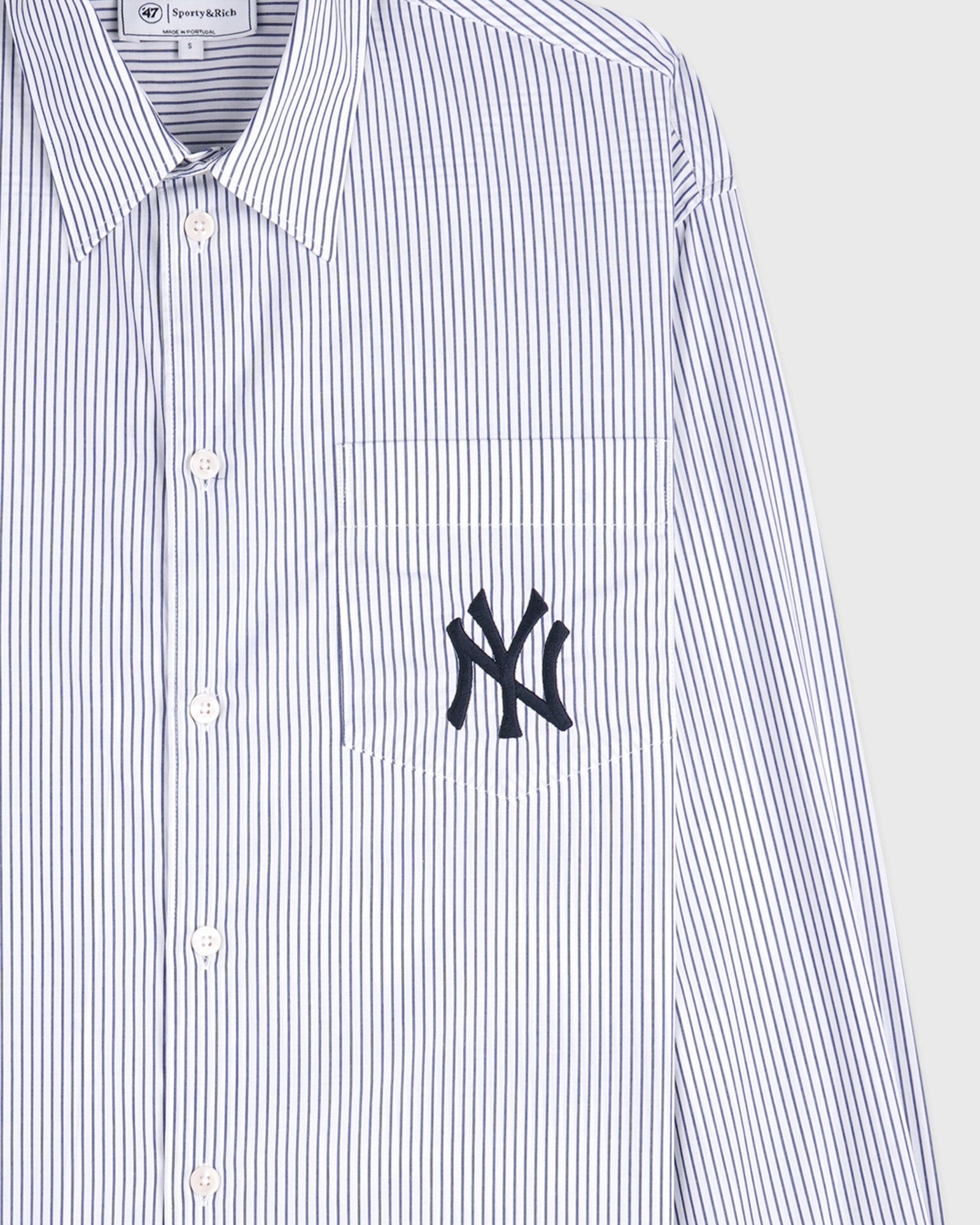 Yankees Serif Oversized Shirt - Navy Striped Sporty & Rich For Sale