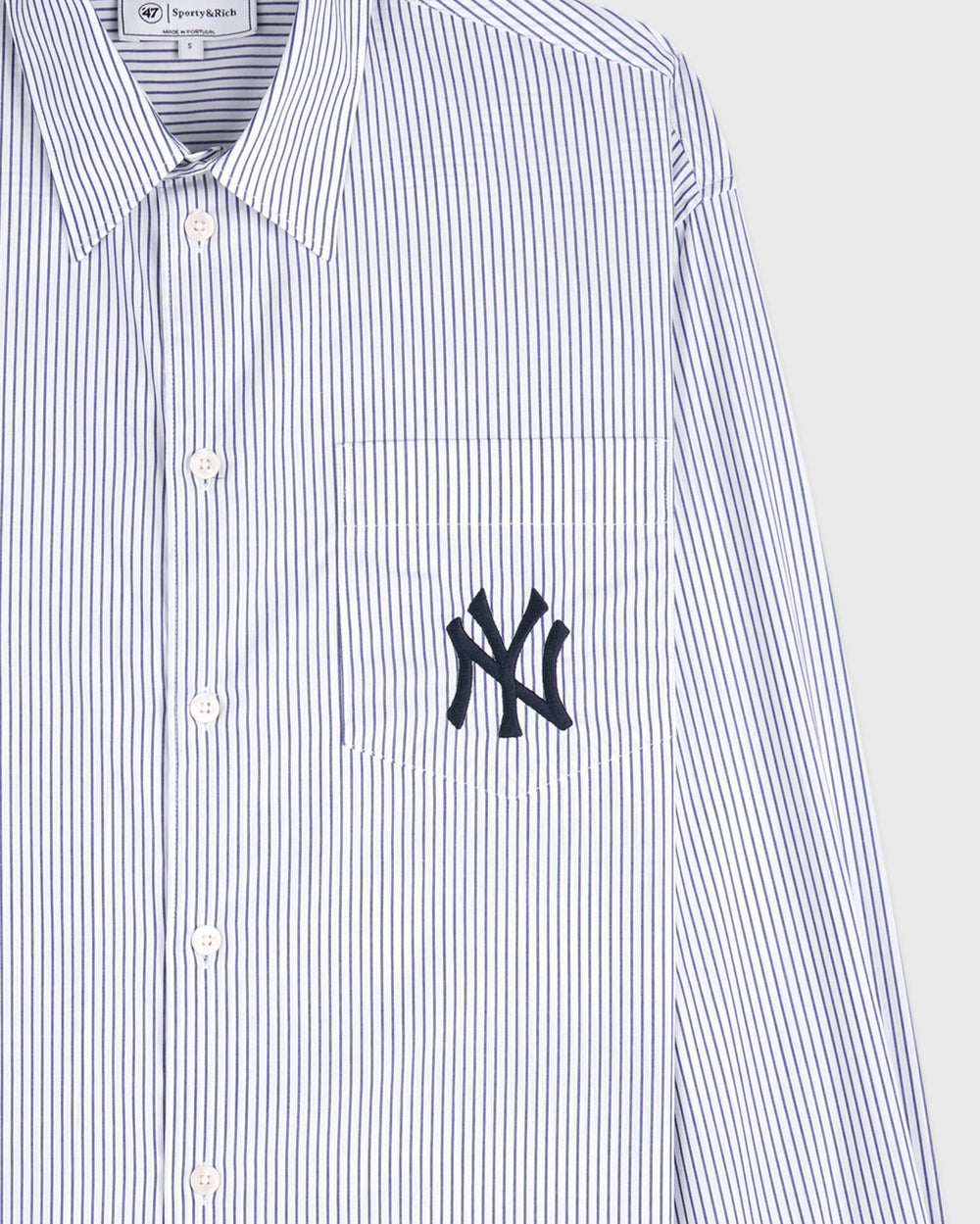 Yankees Serif Oversized Shirt - Navy Striped Sporty & Rich For Sale