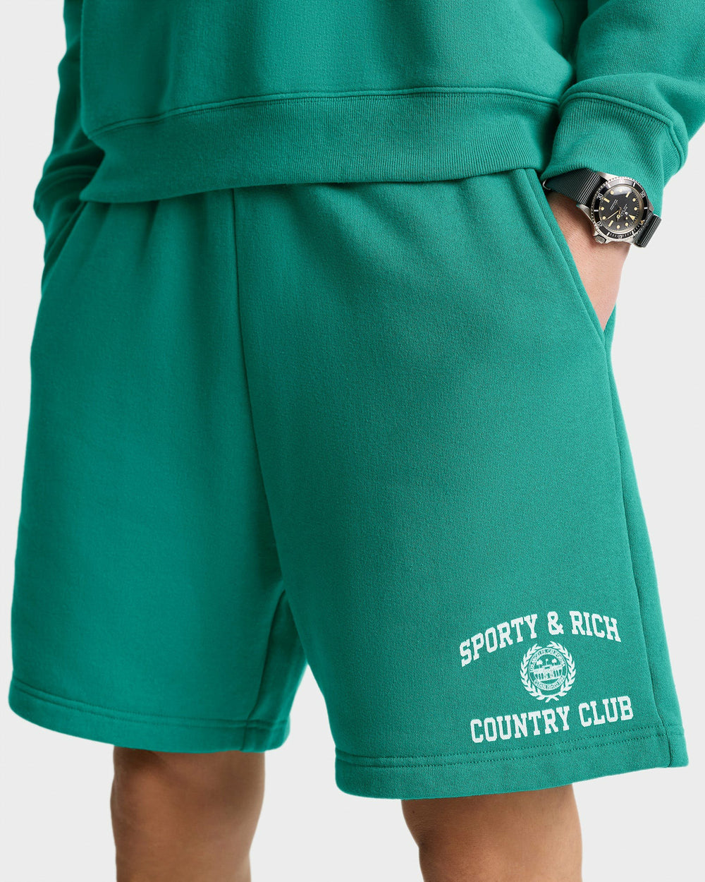 Varsity Crest Soft Gym Short - Spring Green/White Sporty & Rich Outlet