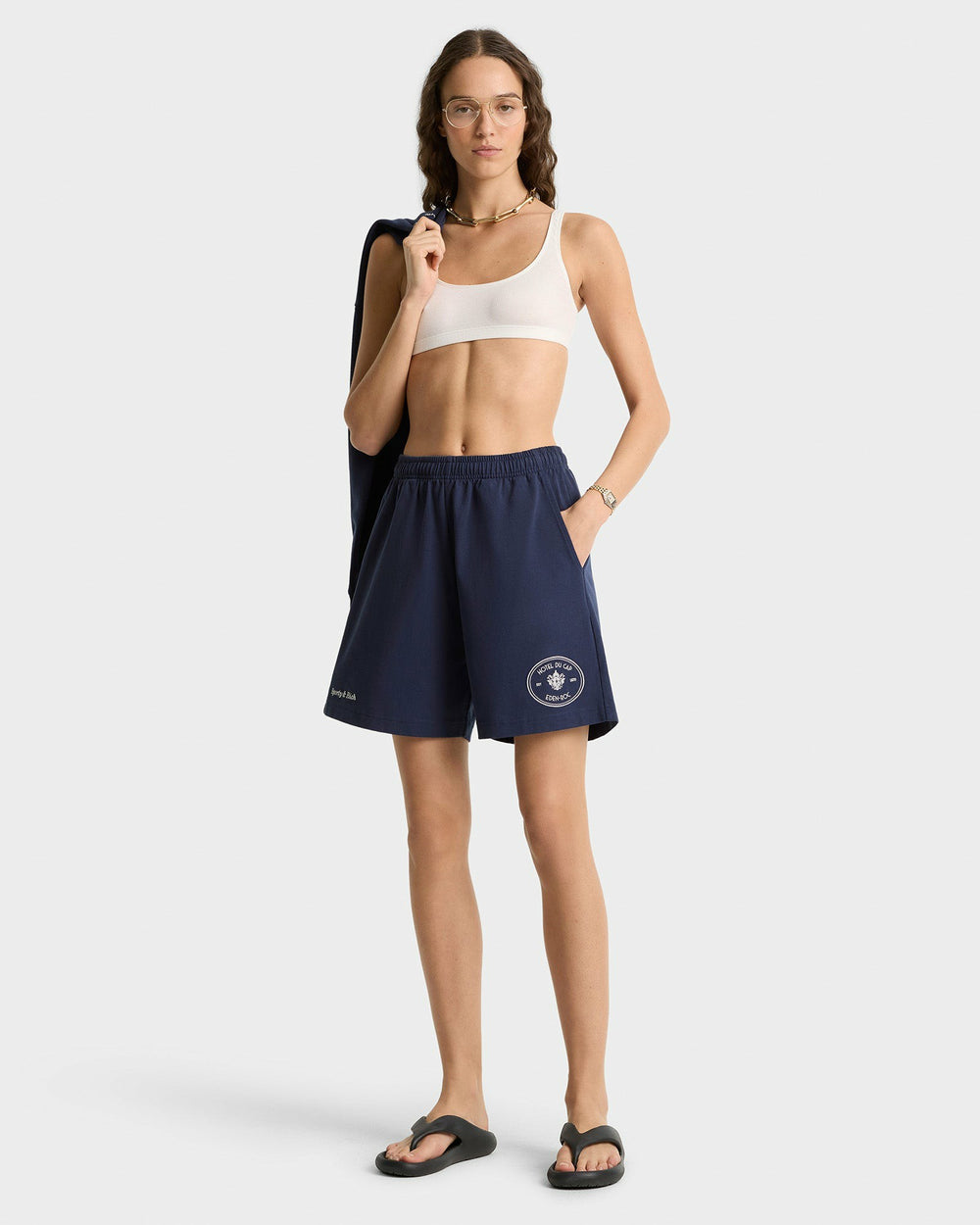 Eden Crest Gym Short - Navy/White Sporty & Rich For Sale