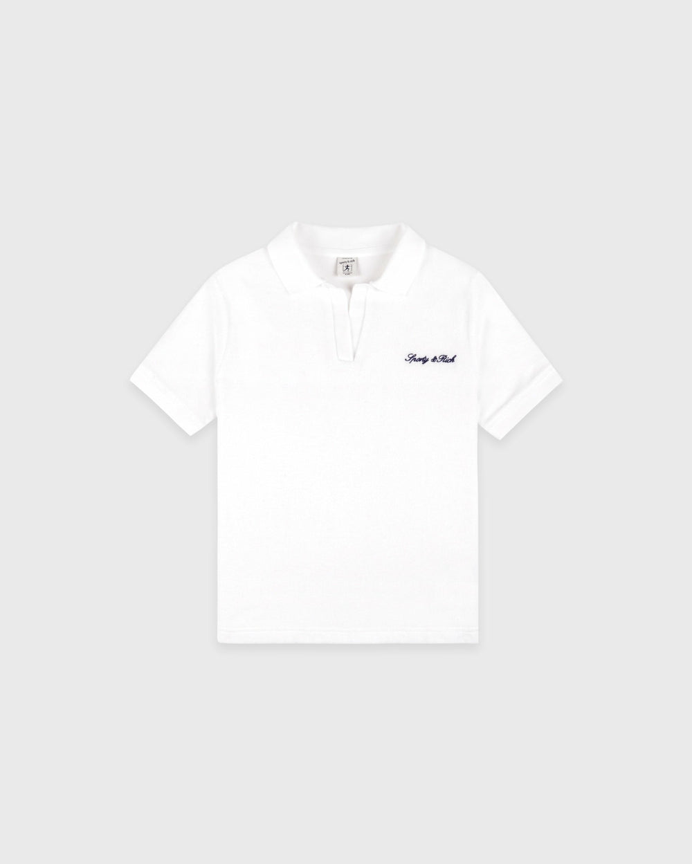 Signature Logo Kids Terry Polo - White/Light Navy Sporty & Rich Outlet