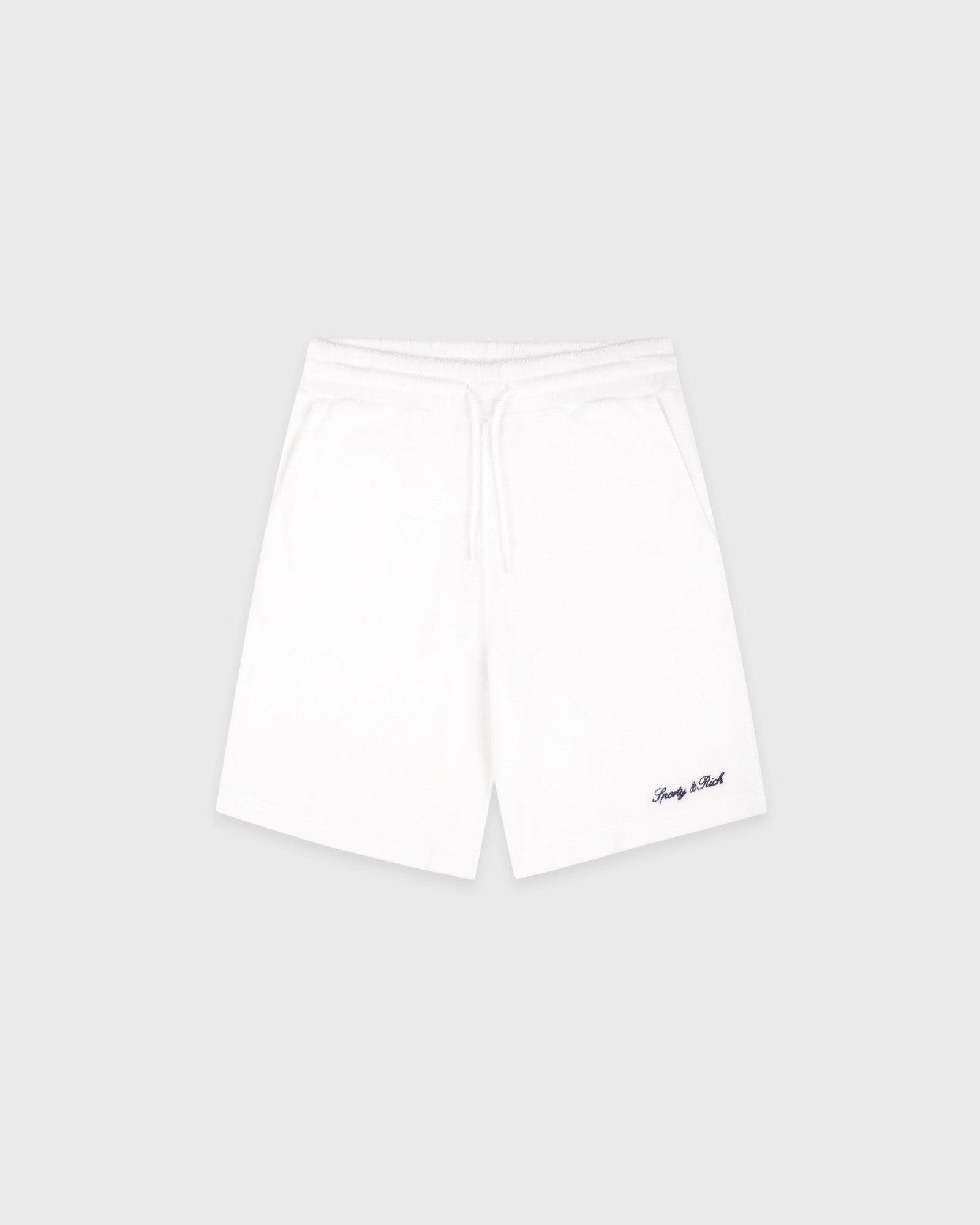 Signature Logo Kids Terry Short - White/Light Navy Sporty & Rich US