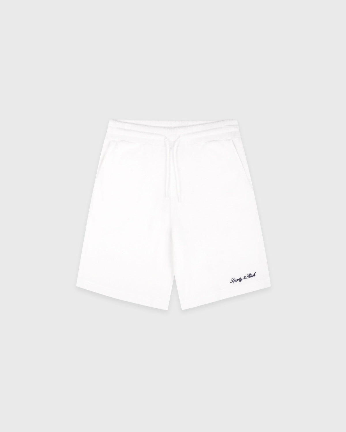 Signature Logo Kids Terry Short - White/Light Navy Sporty & Rich US