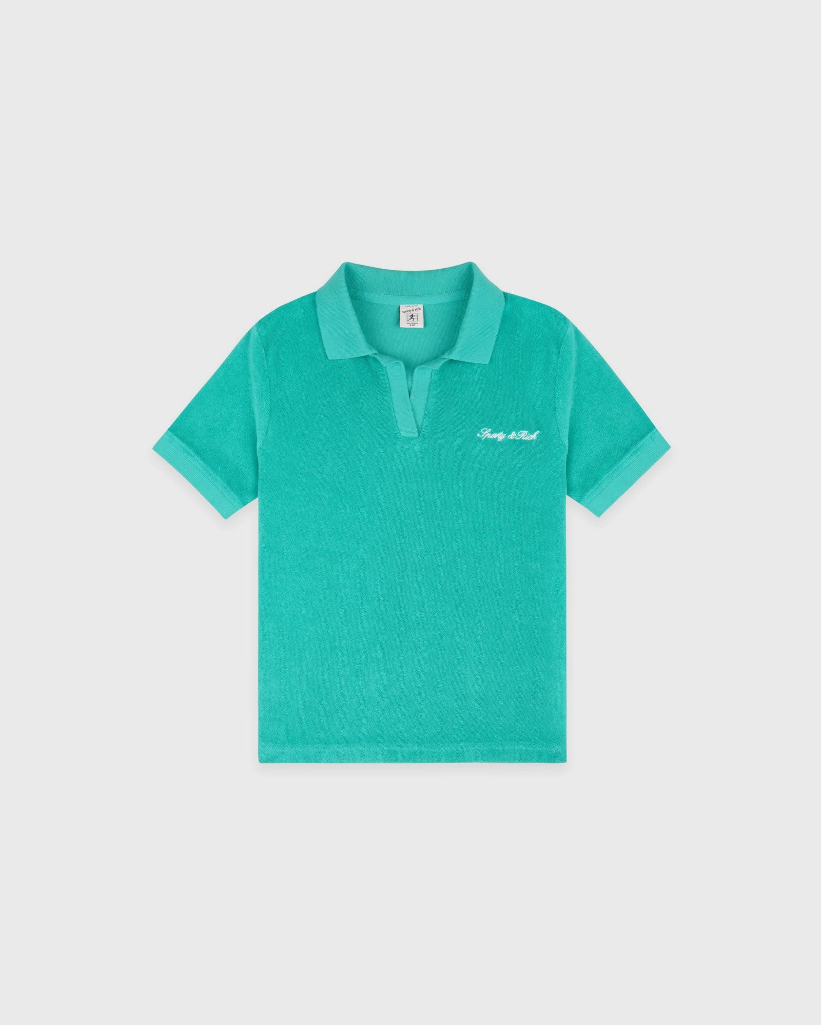 Signature Logo Kids Terry Polo - Amalfi Green/White Sporty & Rich Discount