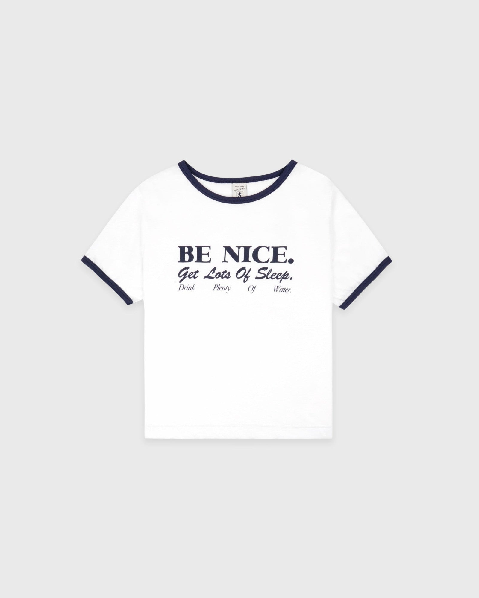 Be Nice Kids Ringer Tee - White/Light Navy/Light Navy Sporty & Rich For Sale