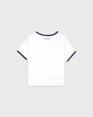 Be Nice Kids Ringer Tee - White/Light Navy/Light Navy Sporty & Rich For Sale