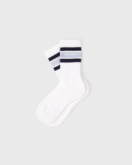 Serif Logo Kids Sock - White/Navy/Ciel Sporty & Rich Outlet