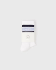 Serif Logo Kids Sock - White/Navy/Ciel Sporty & Rich Outlet
