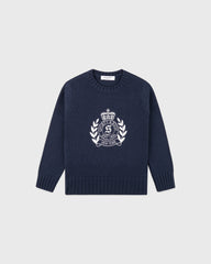 NY Crest Kids Knitted Sweater - Light Navy/White Sporty & Rich Sale