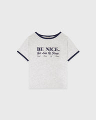 Be Nice Kids Ringer Tee - Heather Gray/Dark Navy Sporty & Rich Discount