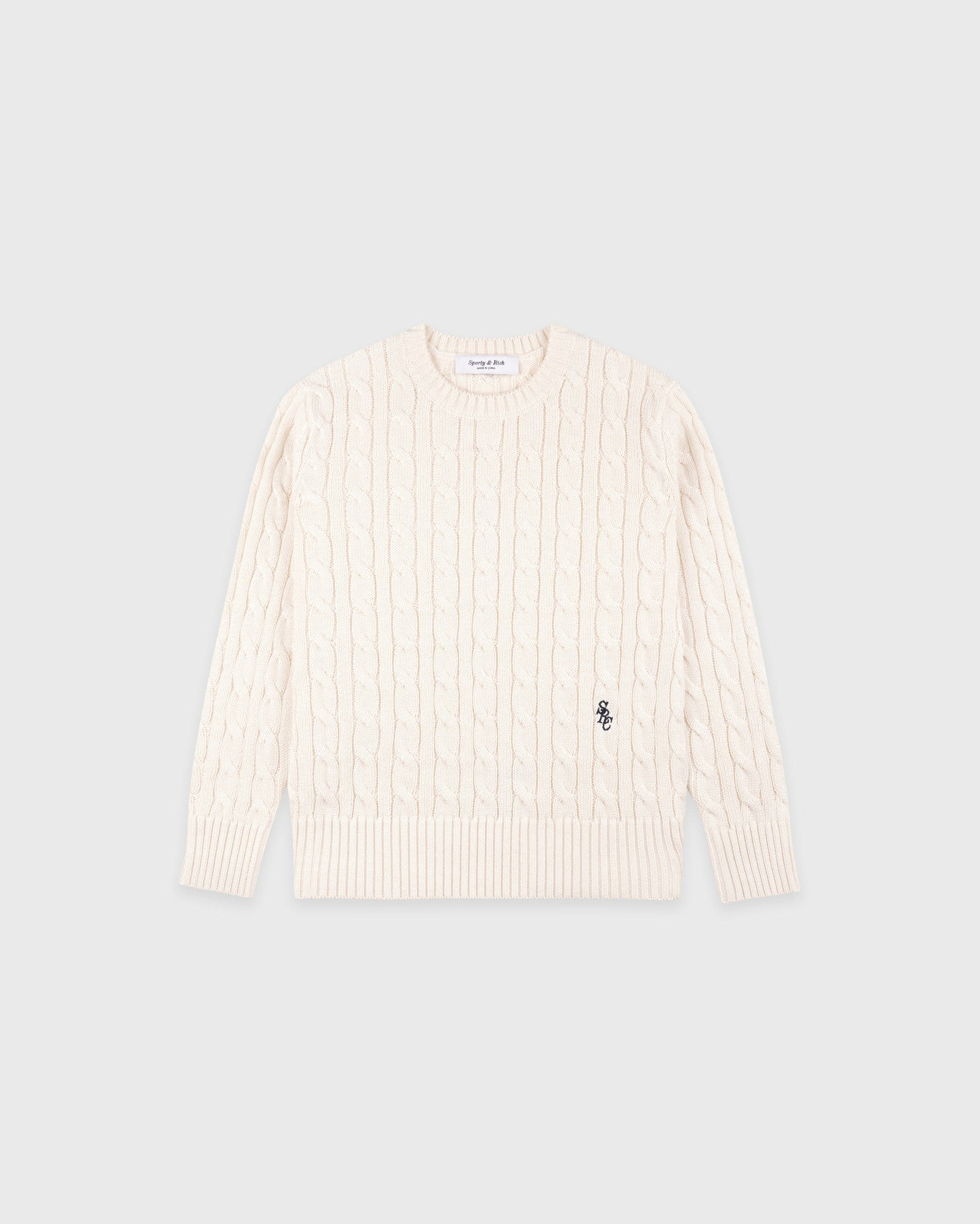 SRC Kids Cableknit Sweater - Ecru Sporty & Rich For Sale
