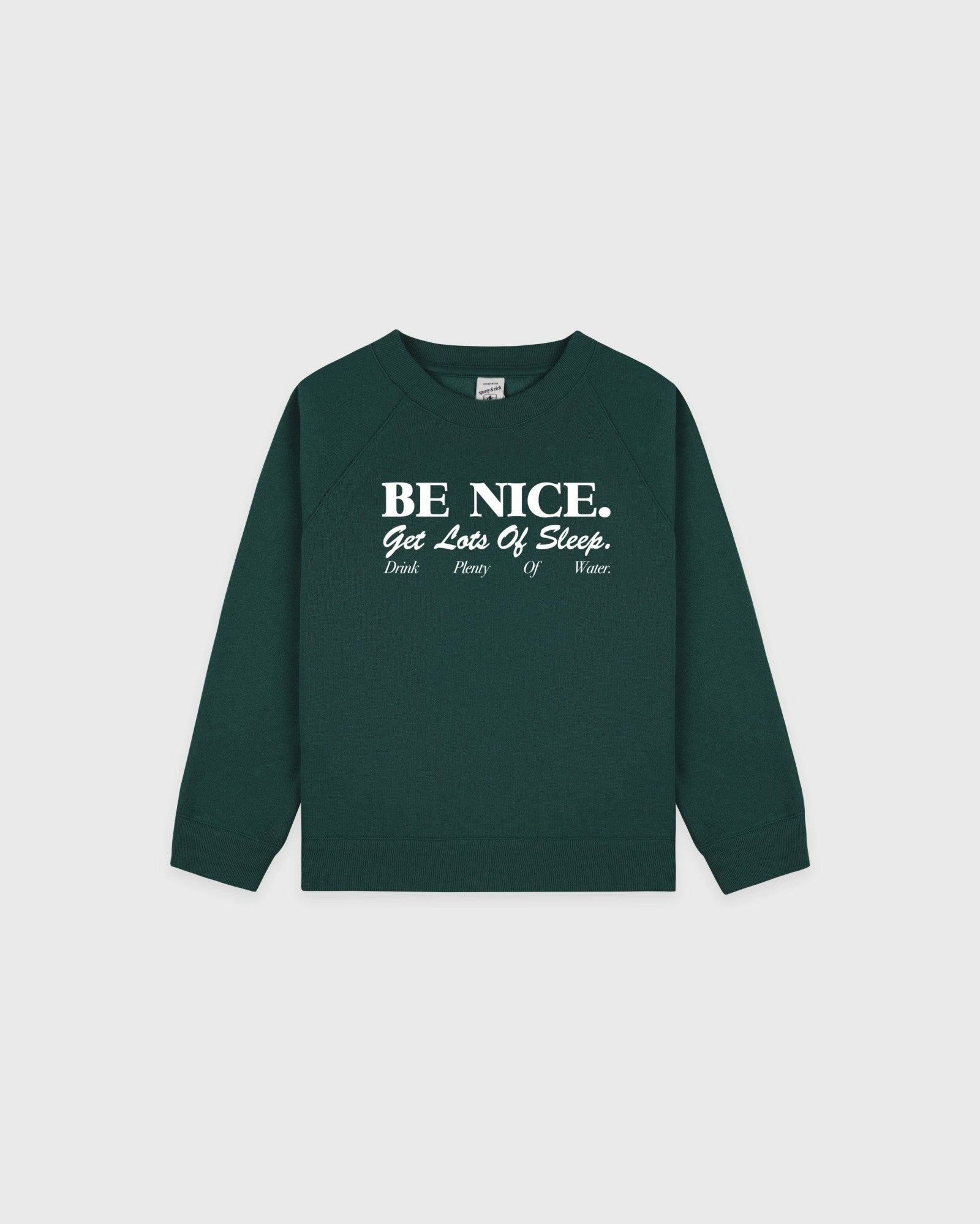 Be Nice Kids Crewneck - Forest/White Sporty & Rich US