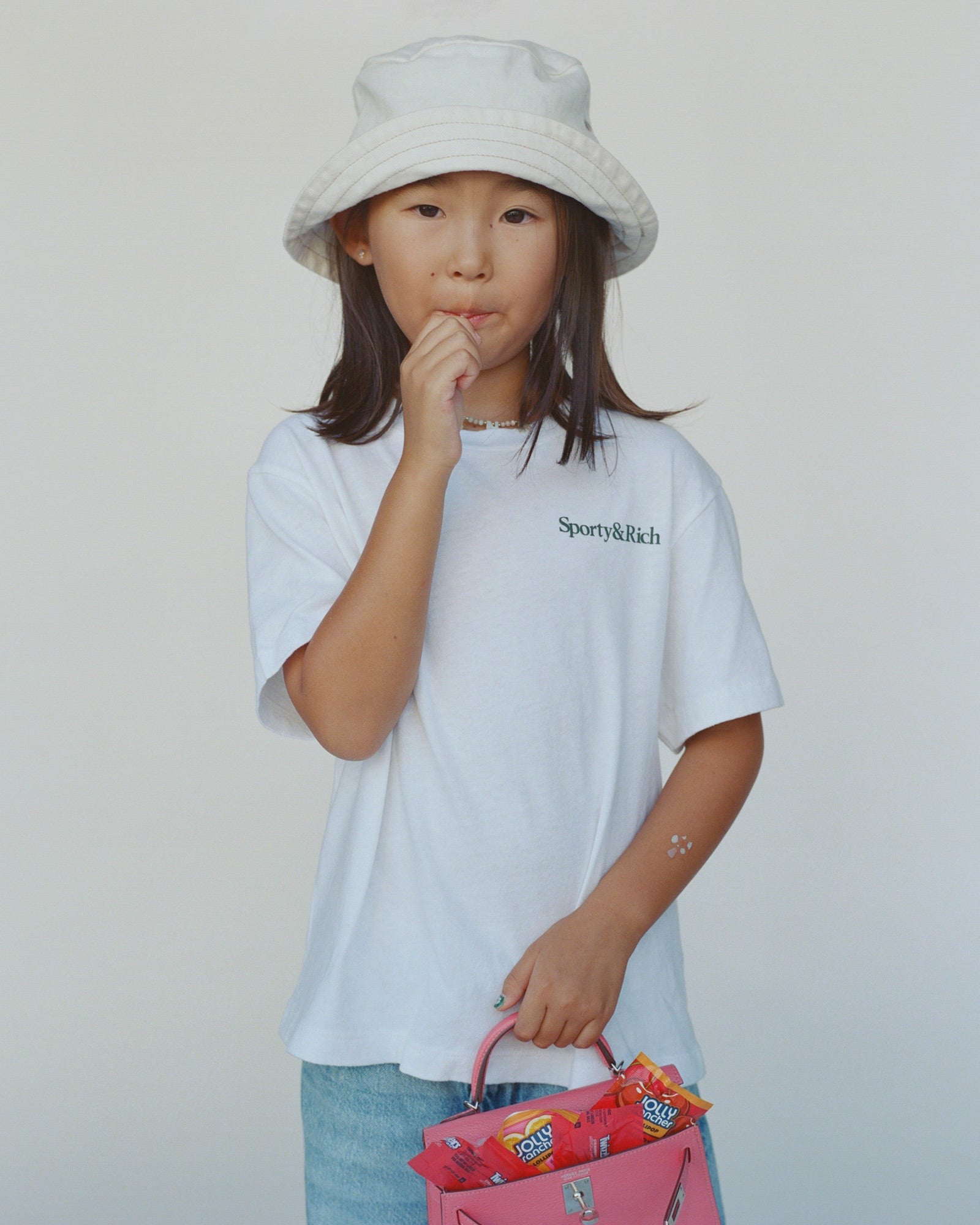 Drink More Water Kids T-Shirt - White/Forest Sporty & Rich Online
