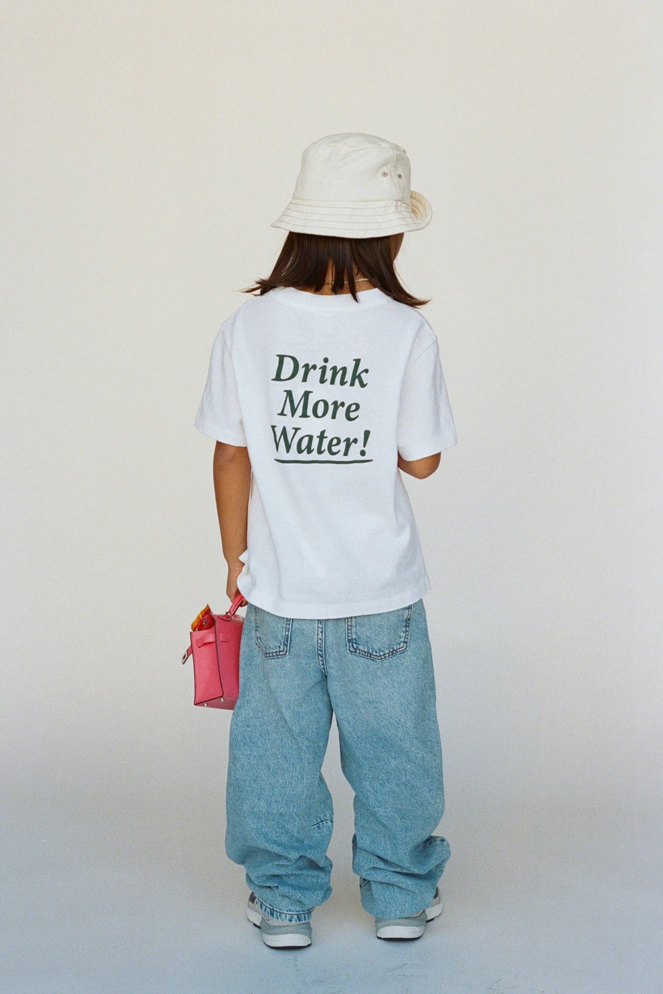 Drink More Water Kids T-Shirt - White/Forest Sporty & Rich Online