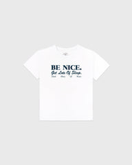 Be Nice Kids T-Shirt - White Sporty & Rich US