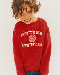 Varsity Crest Kids Crewneck - Ruby/White Sporty & Rich Discount