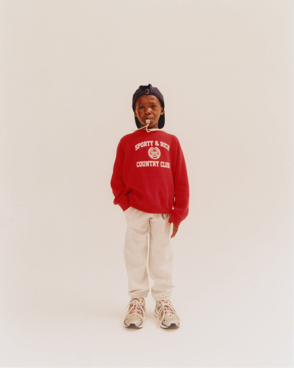 Varsity Crest Kids Crewneck - Ruby/White Sporty & Rich Discount