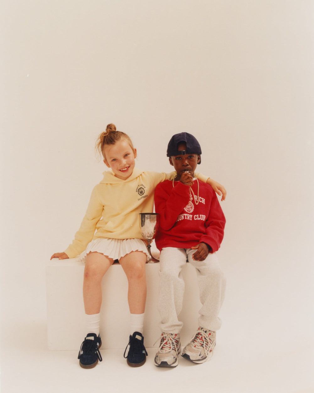 California Emblem Kids Hoodie - Almond/Navy Sporty & Rich Outlet