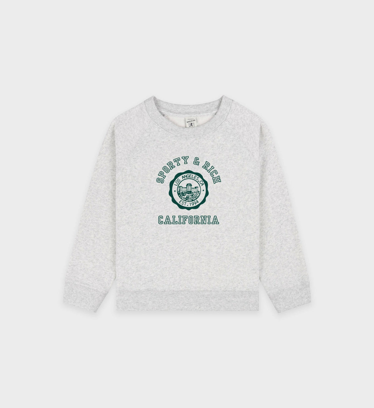 California Emblem Kids Crewneck - Heather Gray/Forest Sporty & Rich US