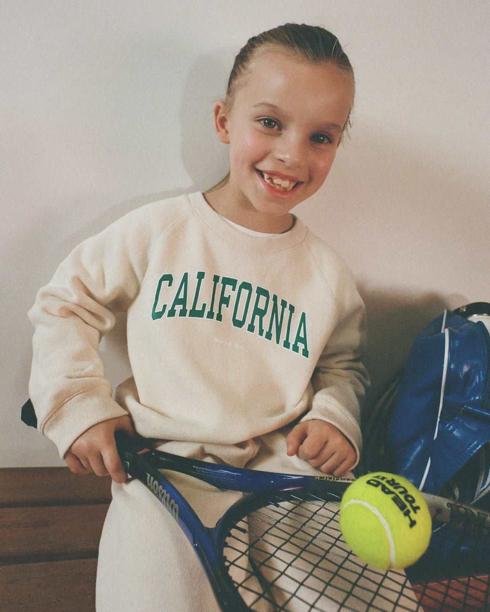 California Kids Crewneck - Cream/Spring Green Sporty & Rich Sale