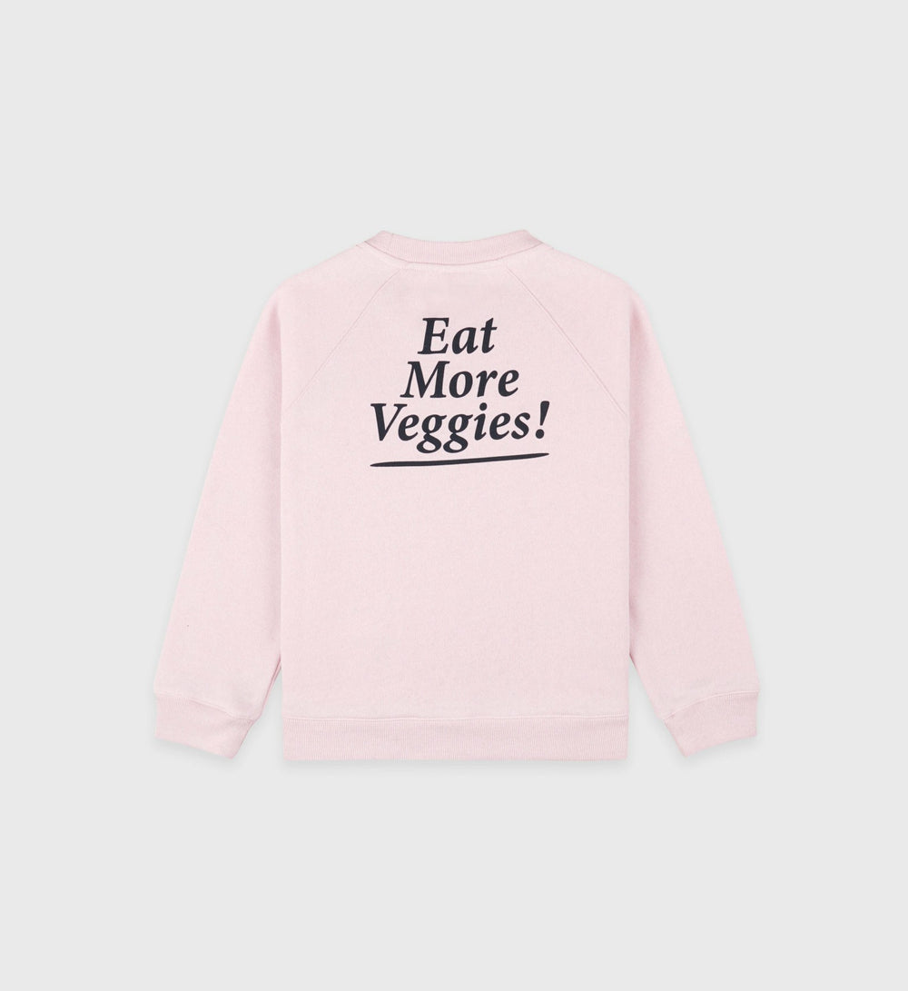 Eat More Veggies Kids Crewneck - Pink Dolphin/Navy Sporty & Rich Sale