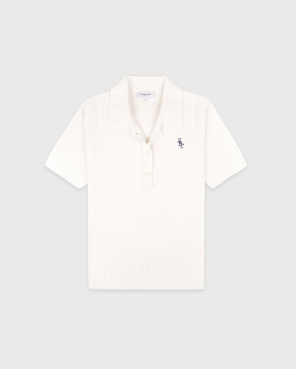 SRC Ribbed Polo - Ecru/Navy Sporty & Rich Discount