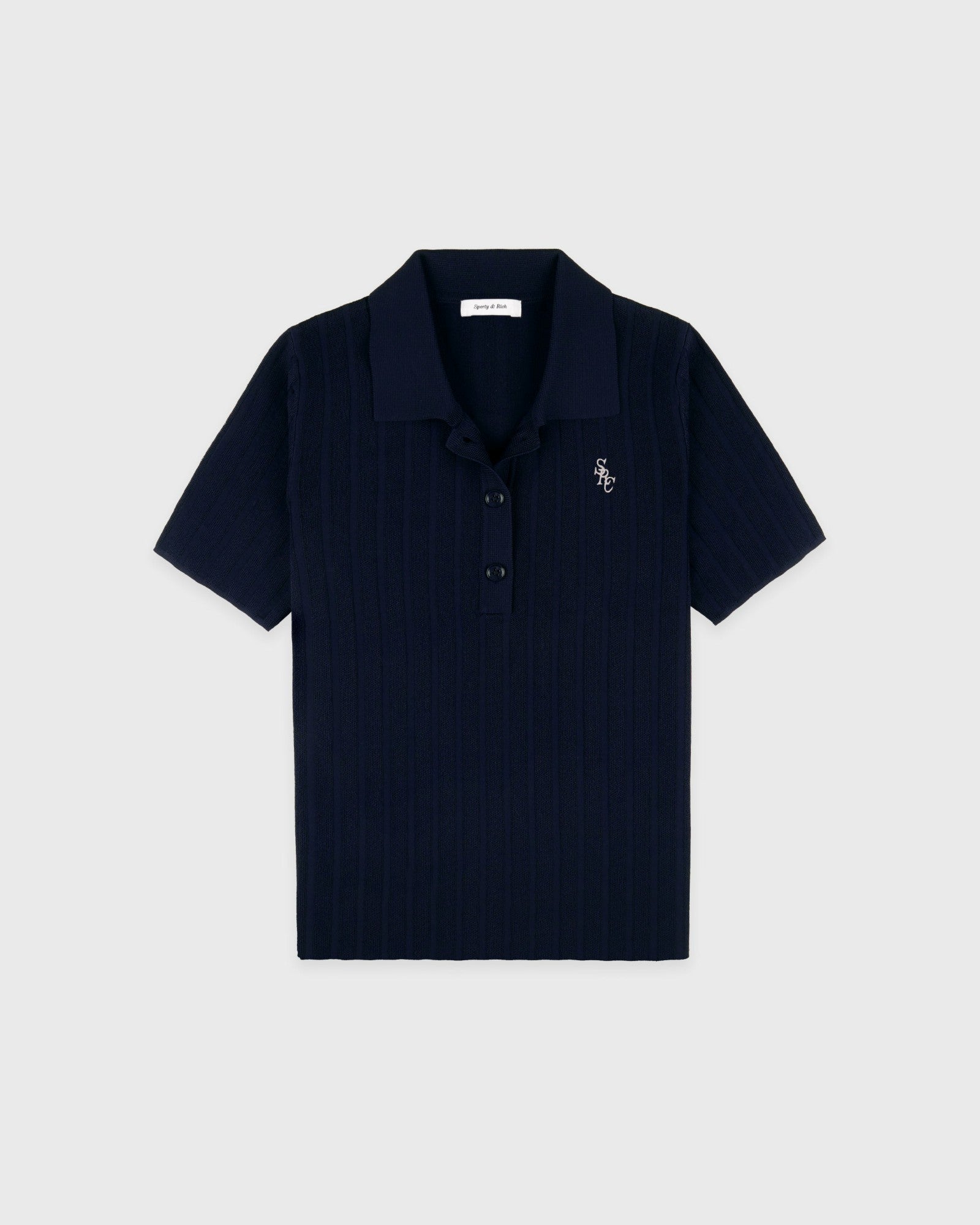 SRC Ribbed Polo - Dark Navy/White Sporty & Rich For Sale
