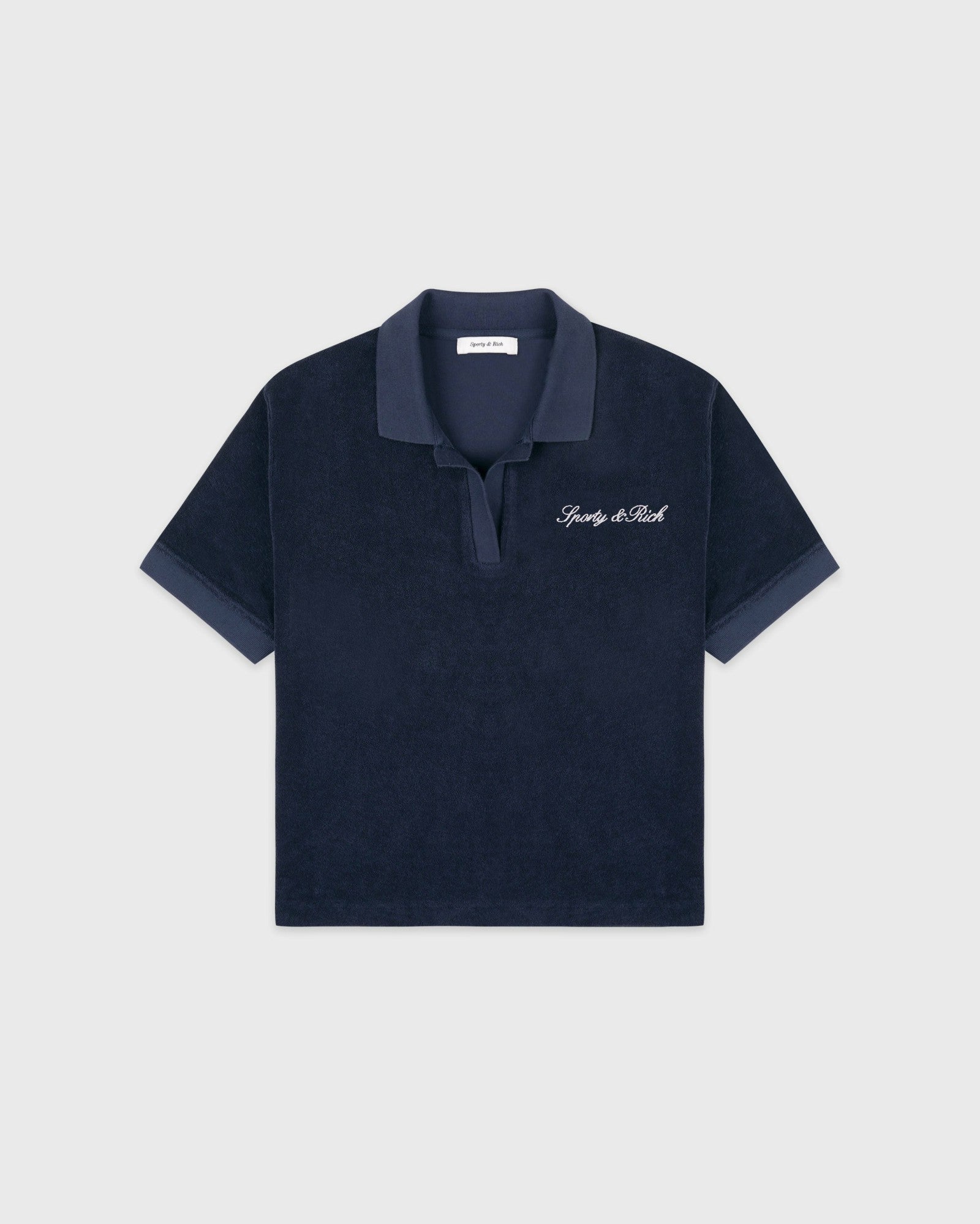 Signature Logo Terry Polo - Light Navy/White Sporty & Rich Outlet