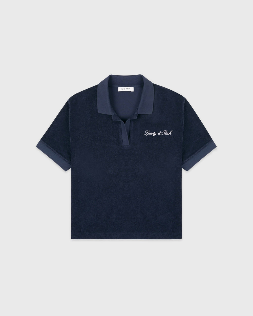 Signature Logo Terry Polo - Light Navy/White Sporty & Rich Outlet