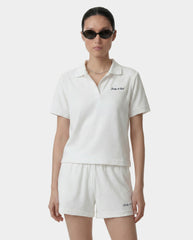 Signature Logo Terry Polo - White/Light Navy Sporty & Rich US