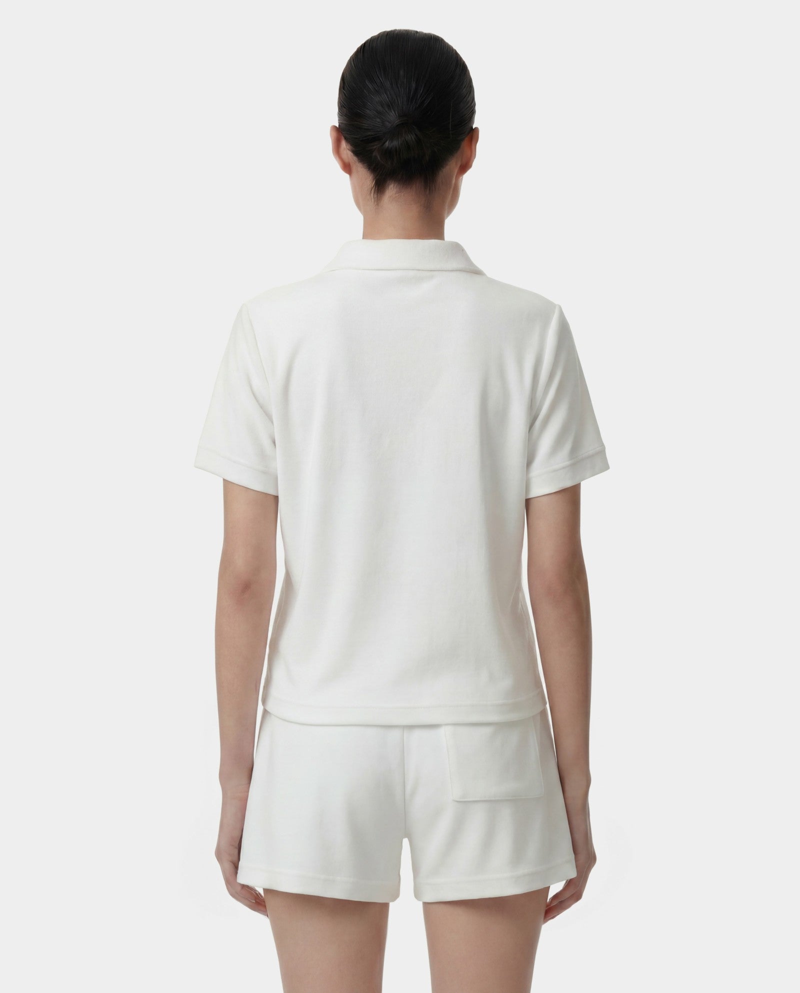 Signature Logo Terry Polo - White/Light Navy Sporty & Rich US