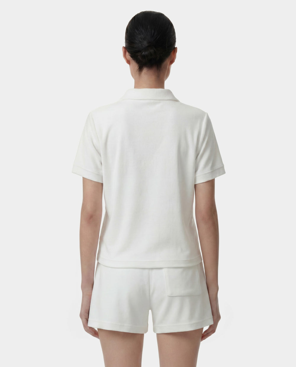 Signature Logo Terry Polo - White/Light Navy Sporty & Rich US