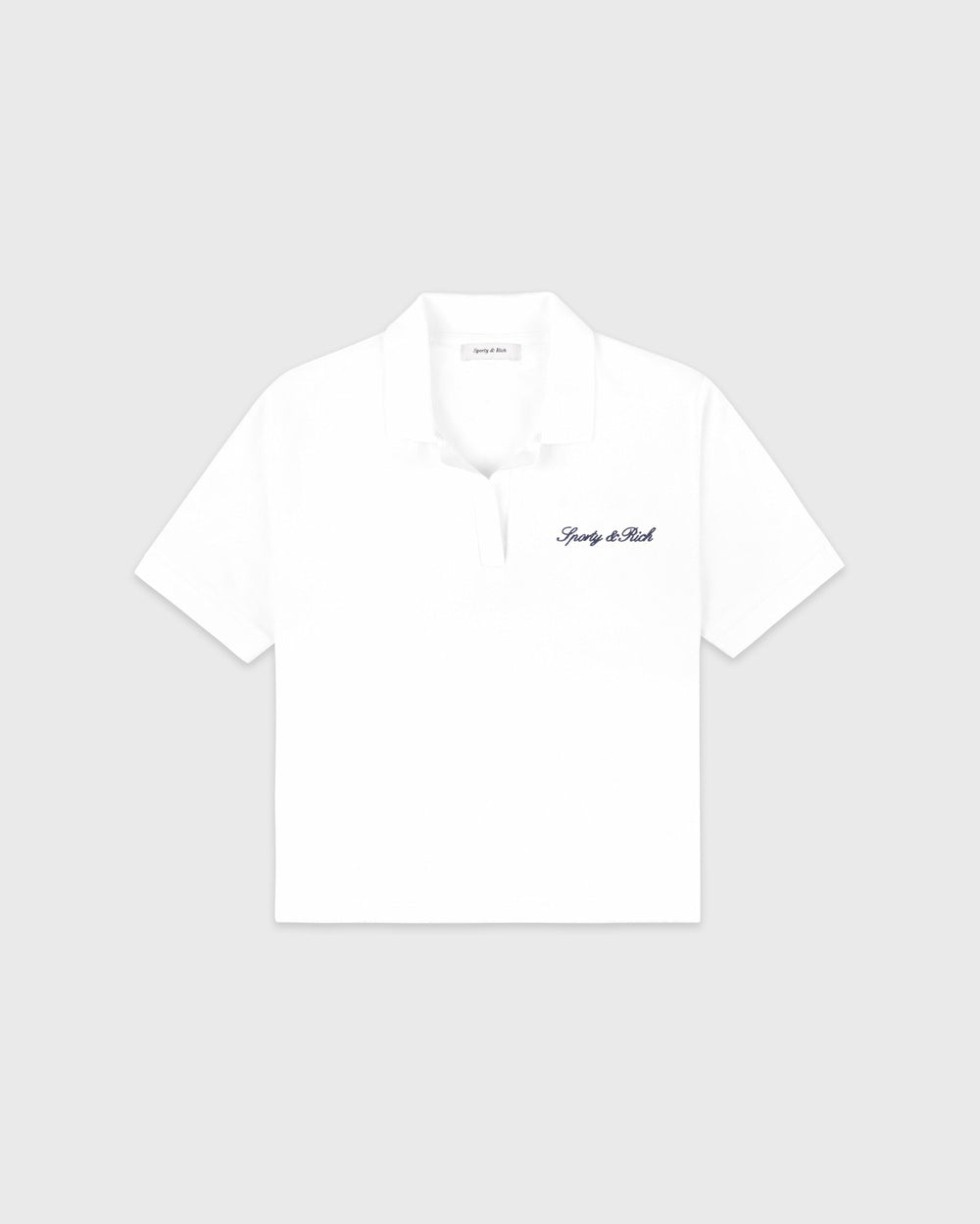 Signature Logo Terry Polo - White/Light Navy Sporty & Rich US