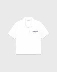 Signature Logo Terry Polo - White/Light Navy Sporty & Rich US