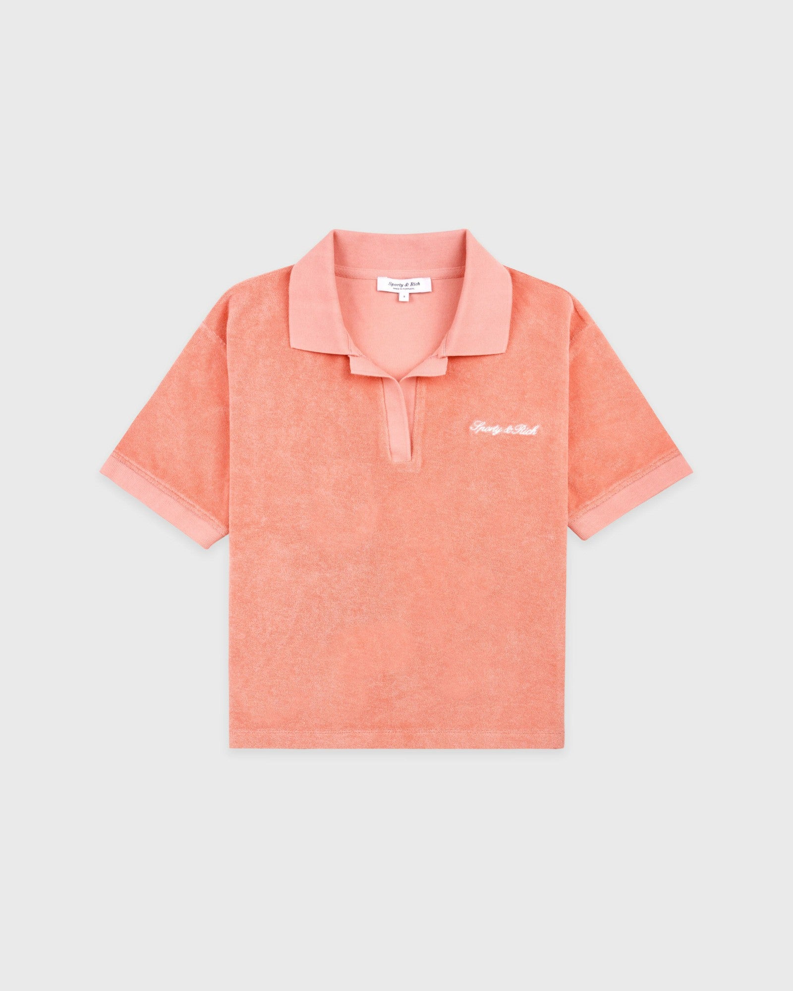 Signature Logo Terry Polo - Flamingo/White Sporty & Rich Sale