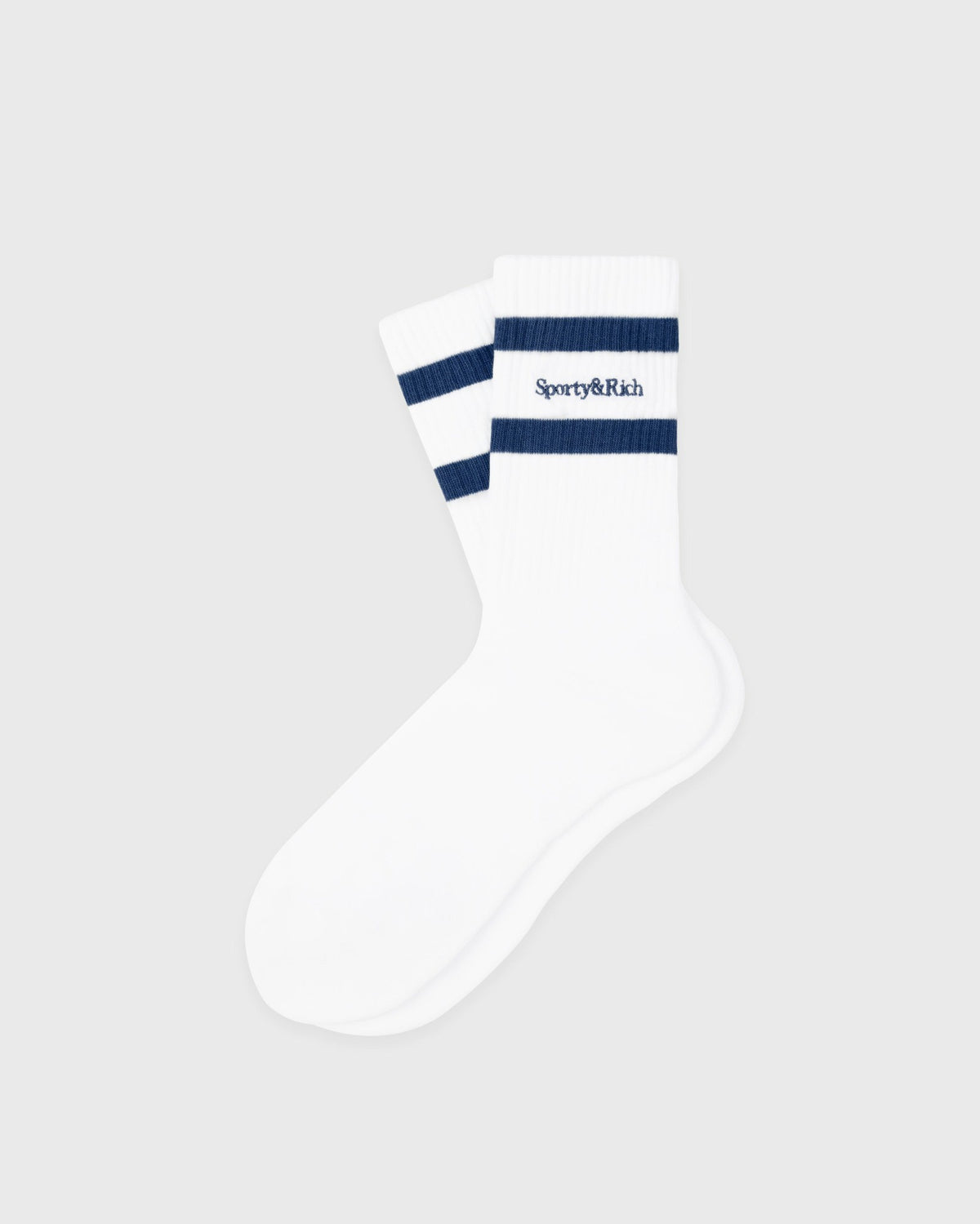 Serif Logo Socks - White/Light Navy Sporty & Rich Online